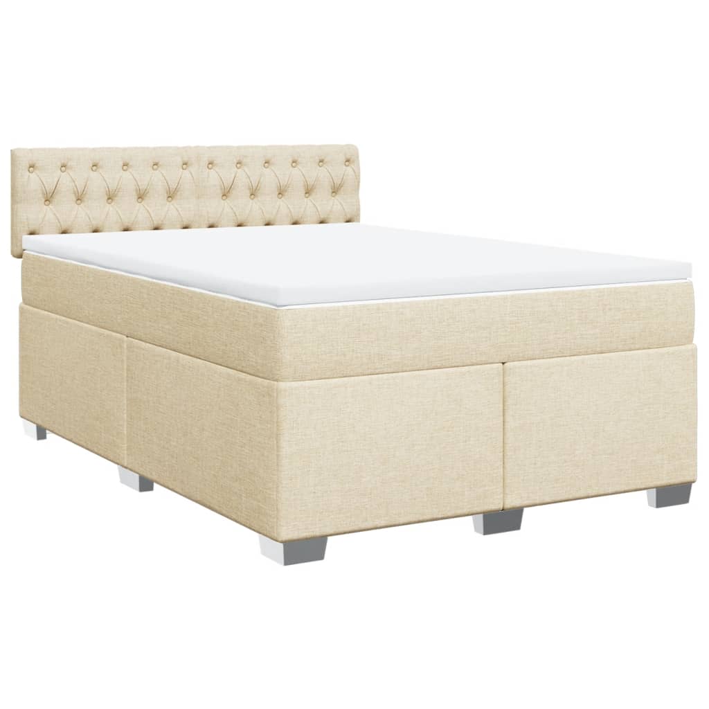 Cama com molas/colchão 140x190 cm tecido cor creme