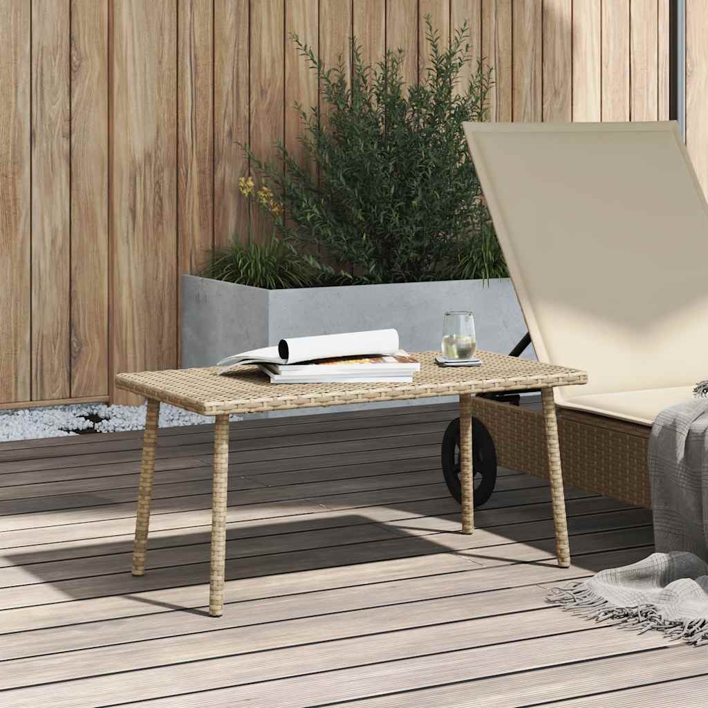 Mesa de centro de jardim retangular 80x40x37cm vime PE bege