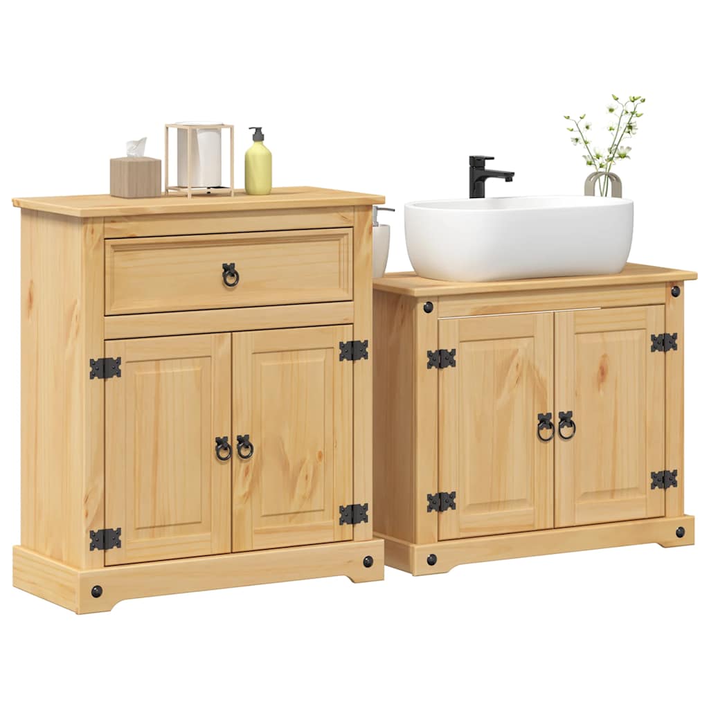 2 Pcs conj. de móveis p/ casa de banho corona pinho maciço