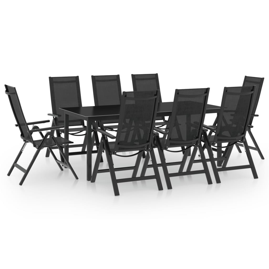 9 Pcs conjunto de jantar para jardim alumínio antracite
