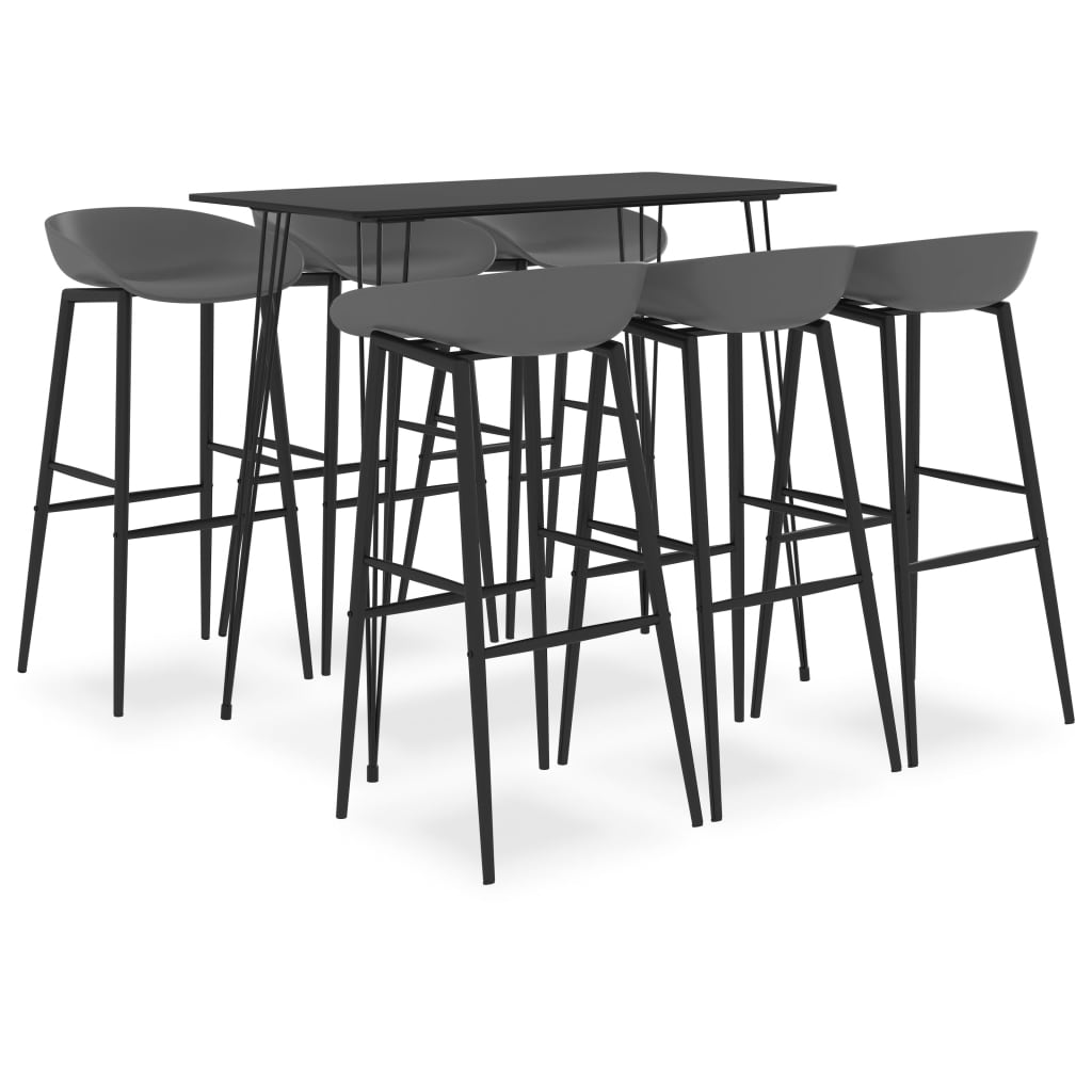 7 Pcs conjunto de bar preto e cinzento