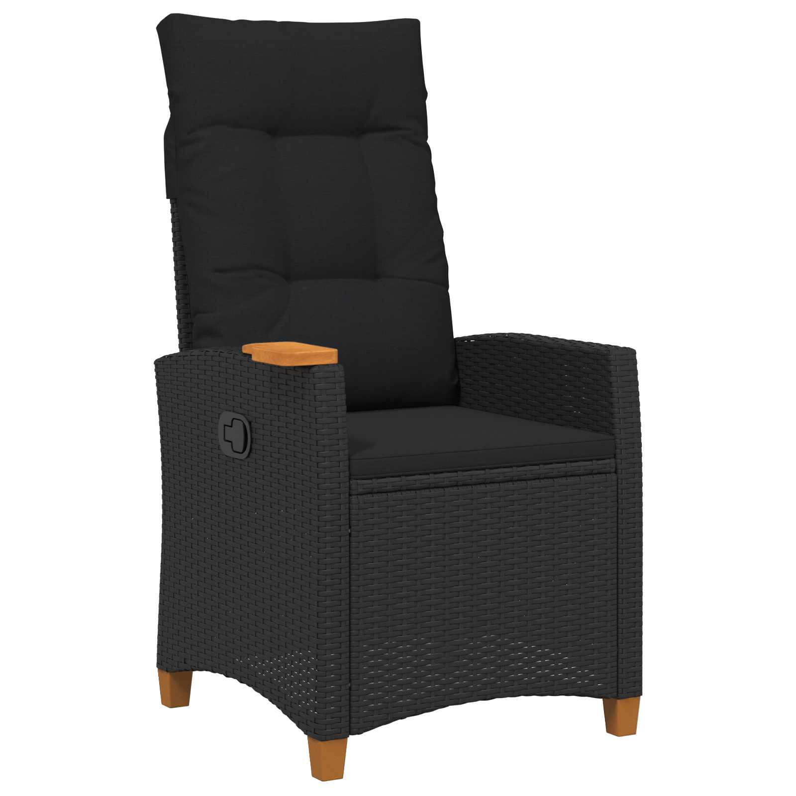 Cadeira reclinável com prato para chá preto 62 x 64 x 112 cm