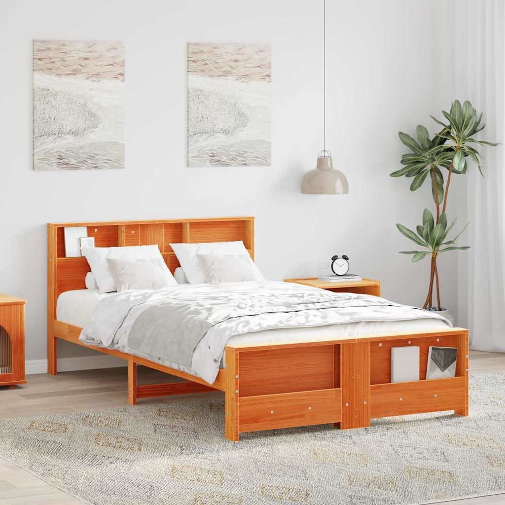 Estrutura da cama marrom cera 120 x 200 cm madeira processada