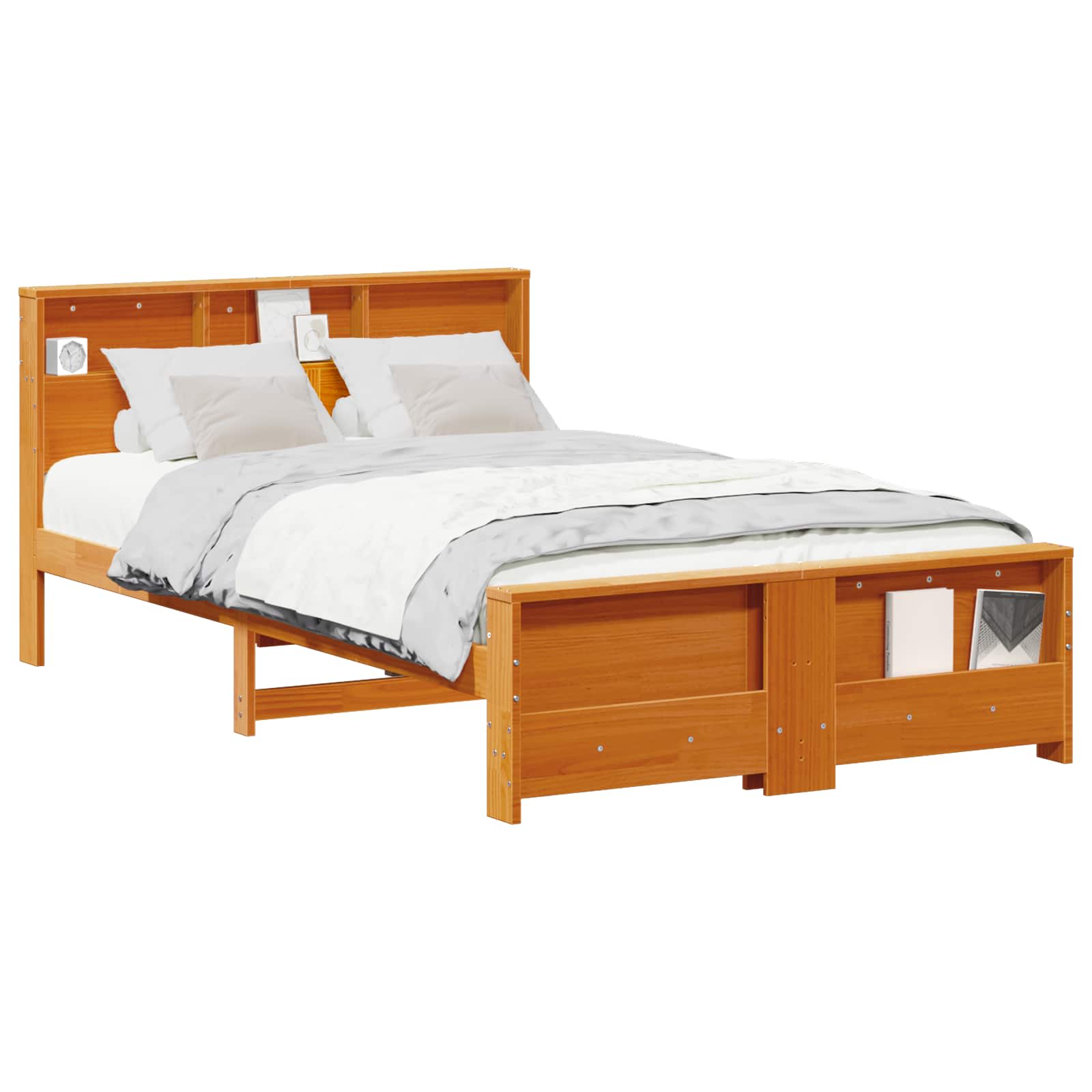 Estrutura da cama marrom cera 120 x 200 cm madeira processada
