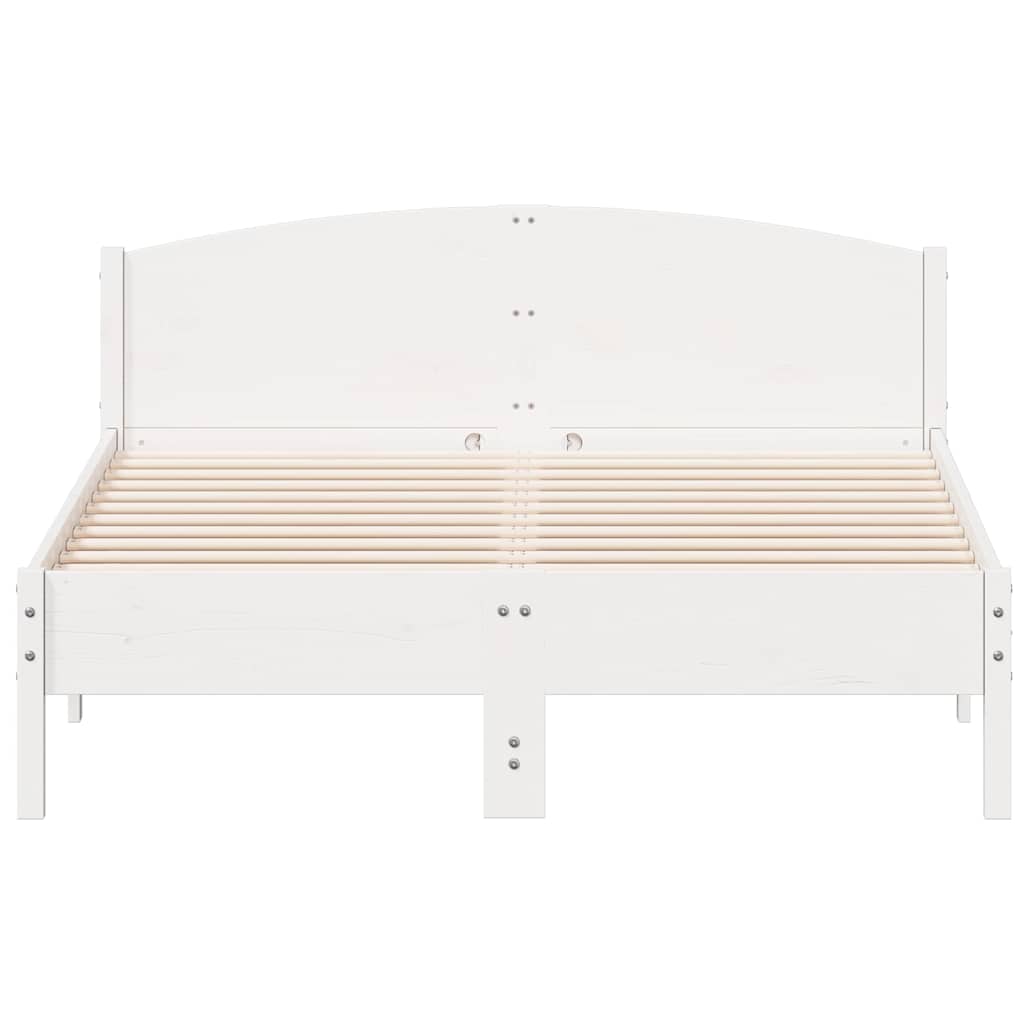 Cama sem colchão 160x200 cm madeira de pinho maciça branco