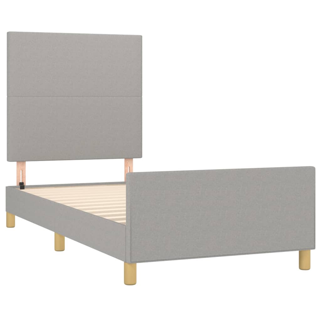 Estrutura de cama sem colchão 100x200 cm tecido cinzento-claro