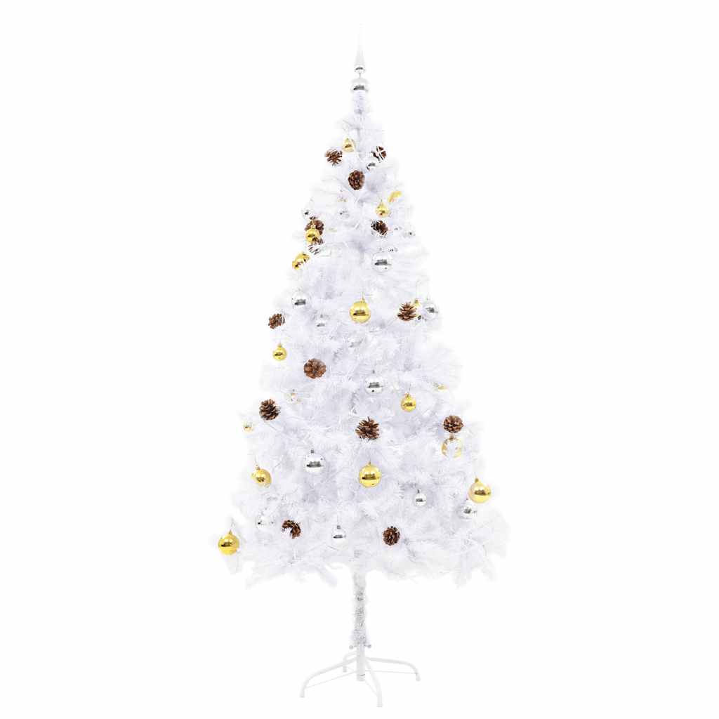 Árvore de natal artificial pré-iluminada enfeites 180cm branco