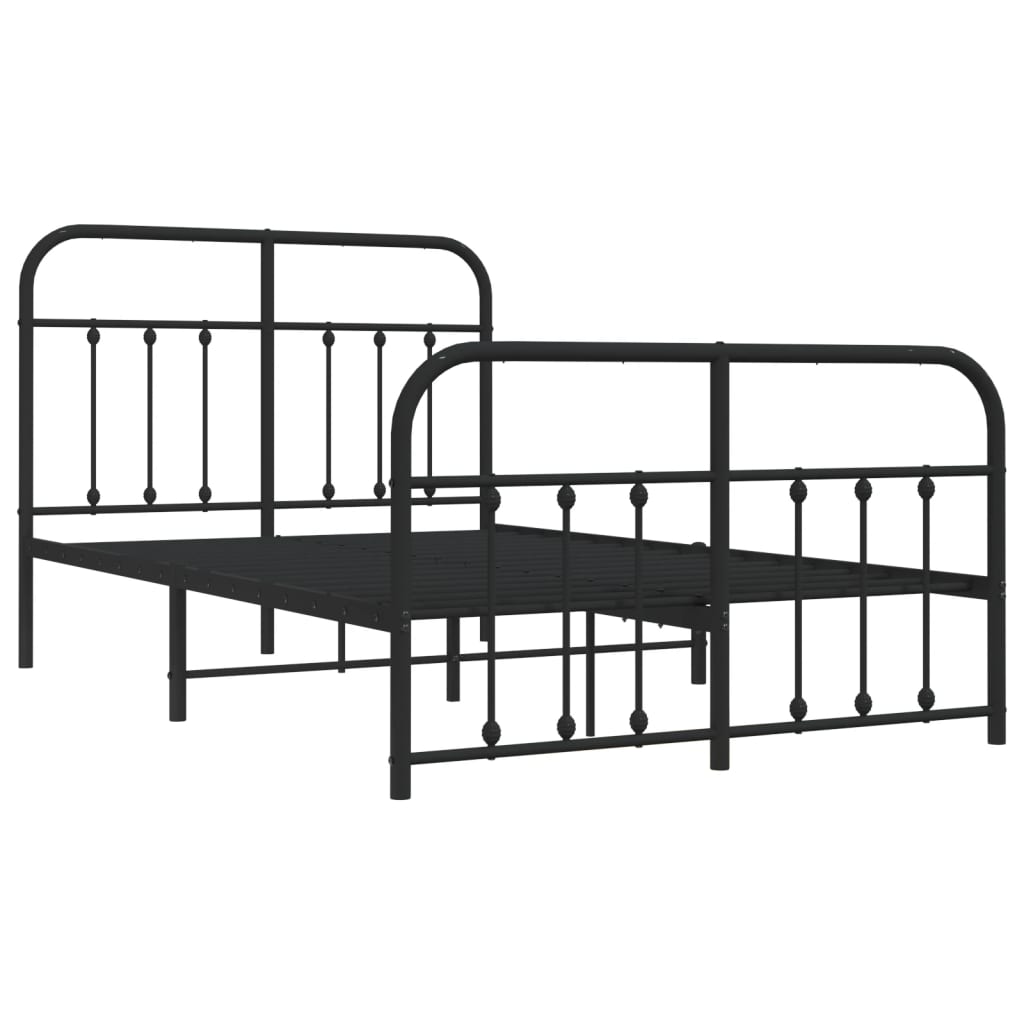 Estrutura de cama com cabeceira e pés 120x190 cm metal preto