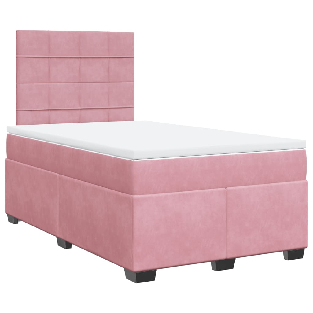 Cama boxspring com colchão 120x200 cm veludo rosa