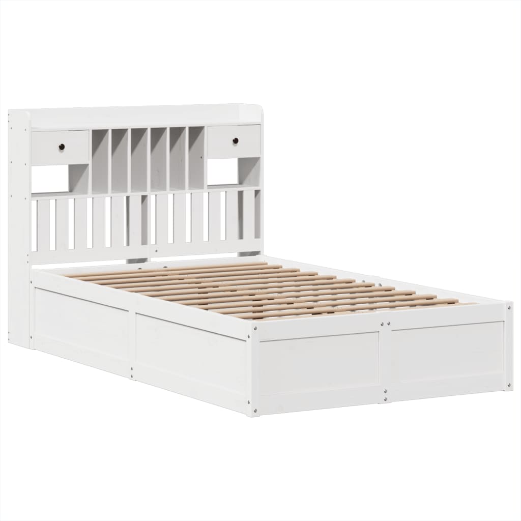 Cama sem colchão 135x190 cm madeira de pinho maciça branco