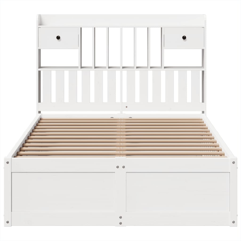 Cama sem colchão 135x190 cm madeira de pinho maciça branco