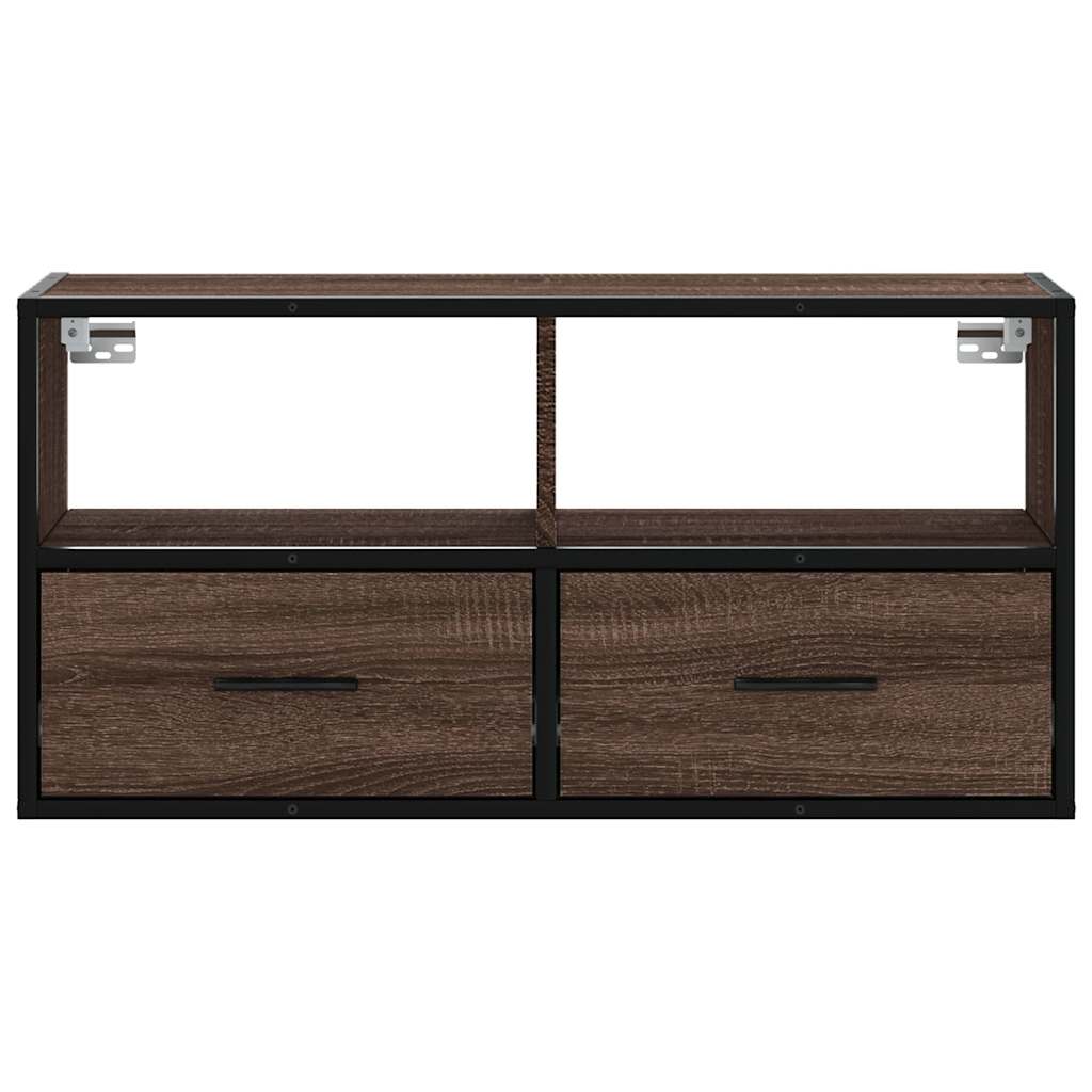 Móvel p/ TV 80x31x39,5cm deriv. madeira/metal carvalho castanho
