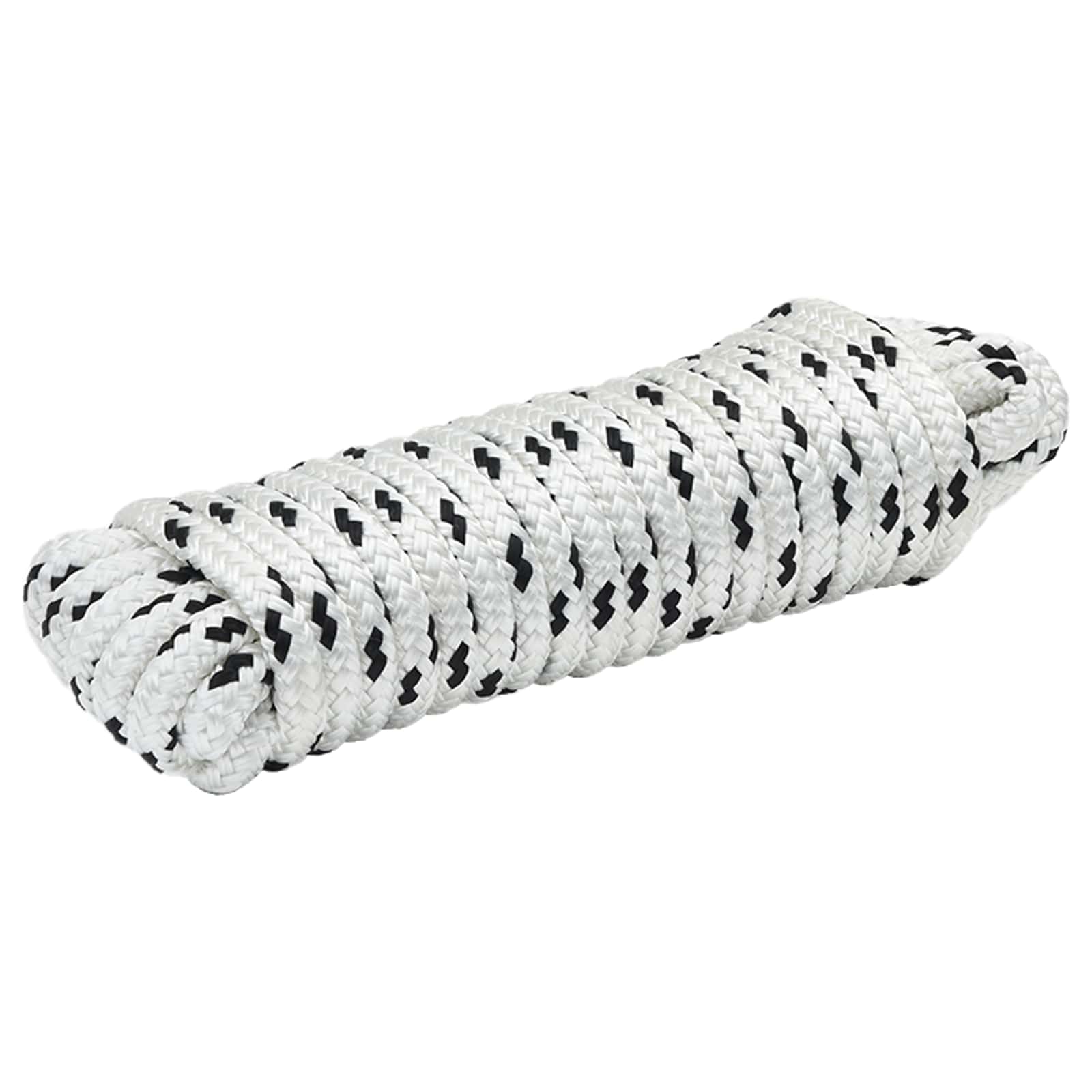 Corda de barco 2 mm 15 m branco e preto poliéster