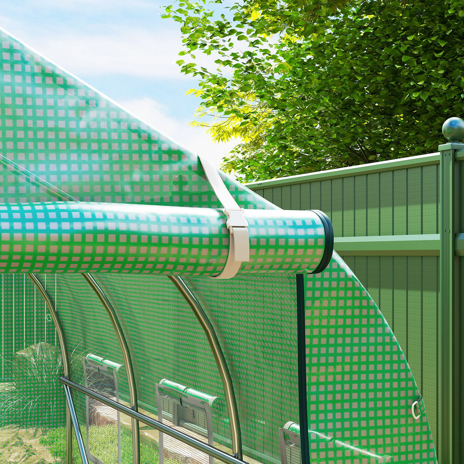 Estufa tipo Túnel 3x2x2 m Estufa de Exterior com 6 Janelas de Malha e Porta Estufa de Cultivos para Pátio Jardim Verde