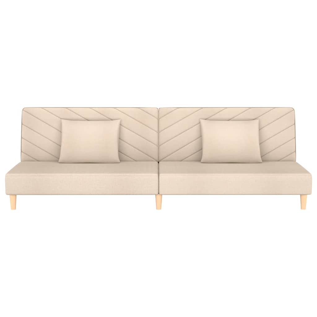 Sofá-cama 2 lugares com duas almofadas tecido cor creme
