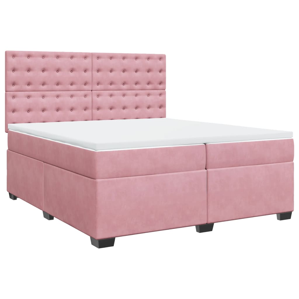 Cama com molas/colchão 200x200 cm veludo rosa