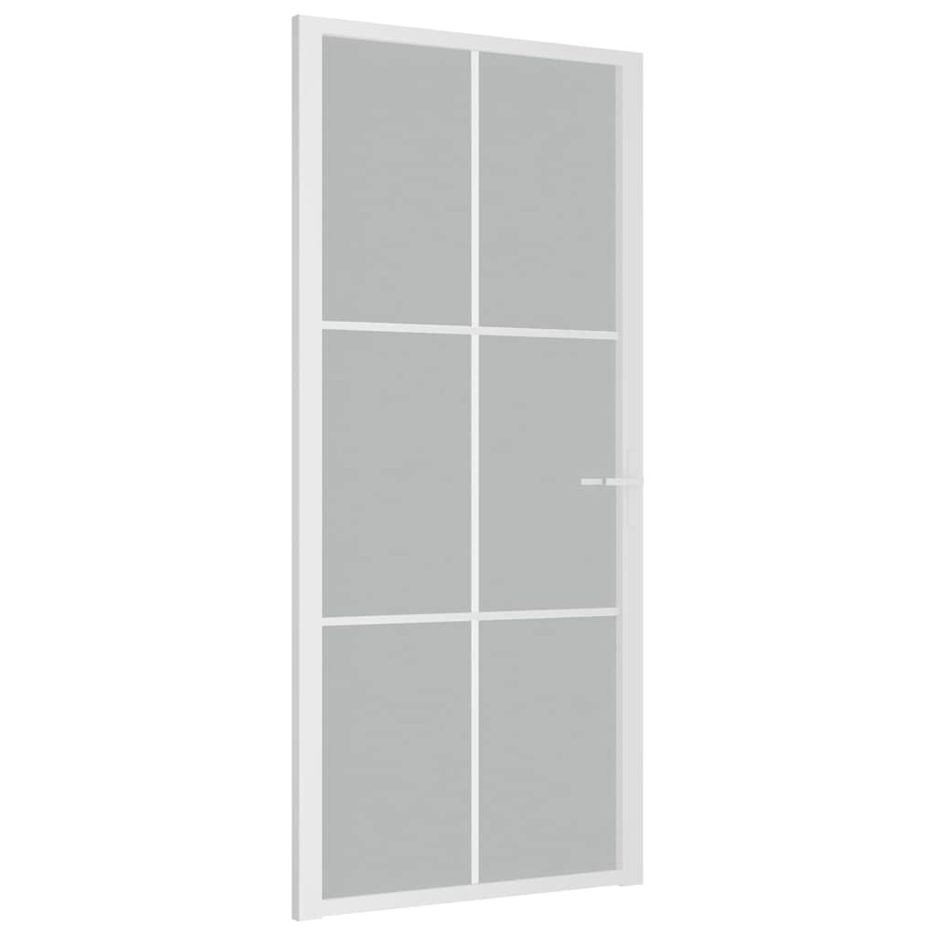 Porta de interior 93x201,5 cm vidro fosco e alumínio branco