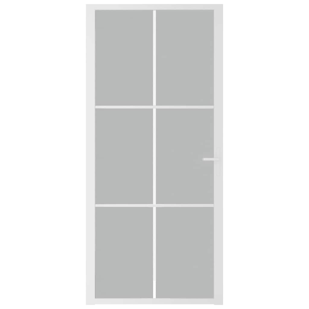 Porta de interior 93x201,5 cm vidro fosco e alumínio branco