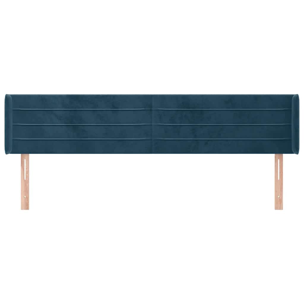 Cabeceira de cama c/ abas veludo 163x16x78/88cm azul-escuro