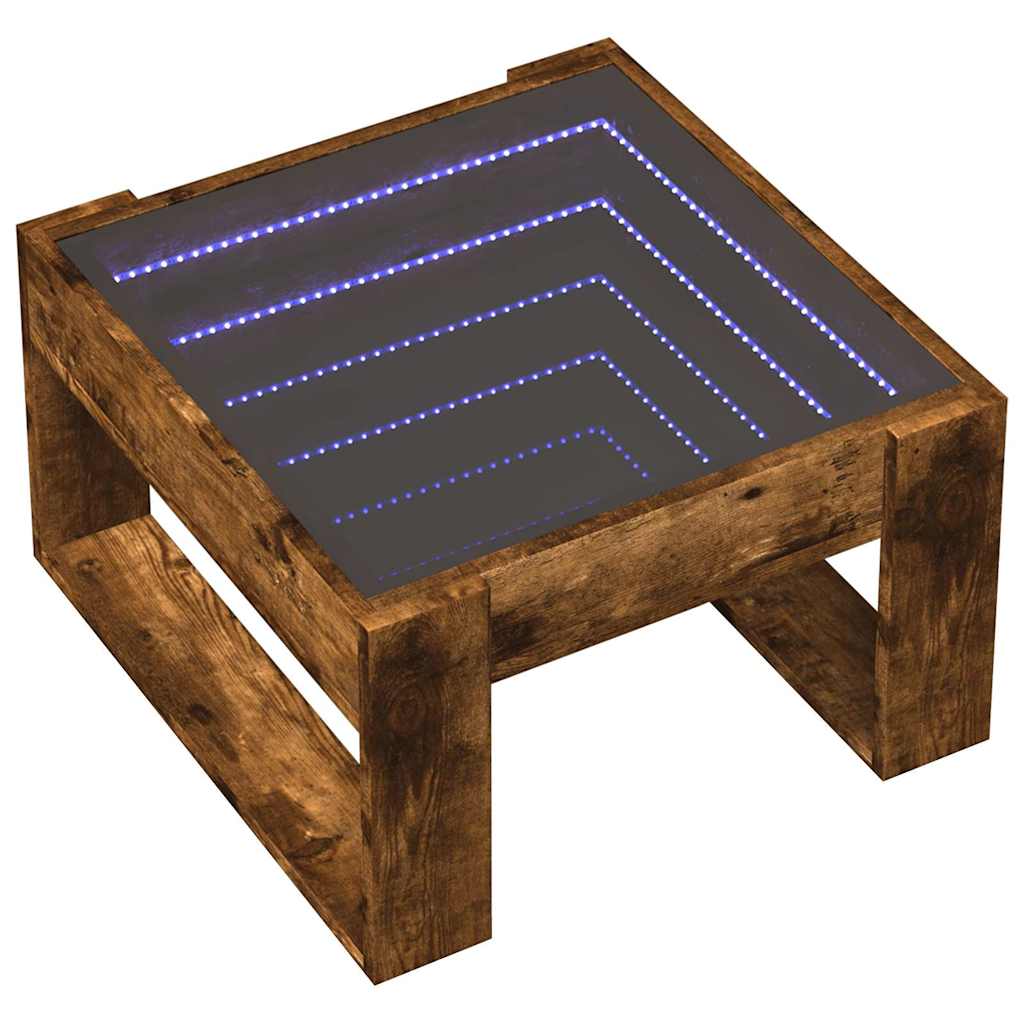 Mesa de centro luzes LED infinity 50x53x30 cm carvalho fumado