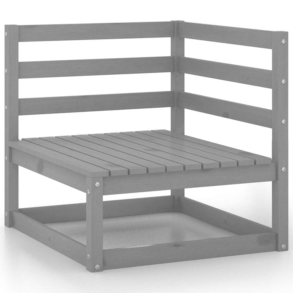 9 Pcs conjunto lounge de jardim pinho sólido cinzento