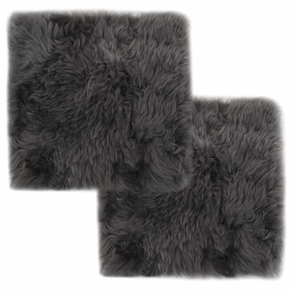 Almofadas p/ cadeira 2 pcs 40x40cm pele carneiro cinzento-claro