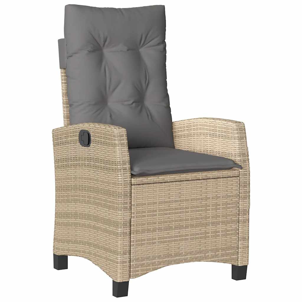 4 Pcs conjunto de jantar p/ jardim c/ almofadões vime PE bege