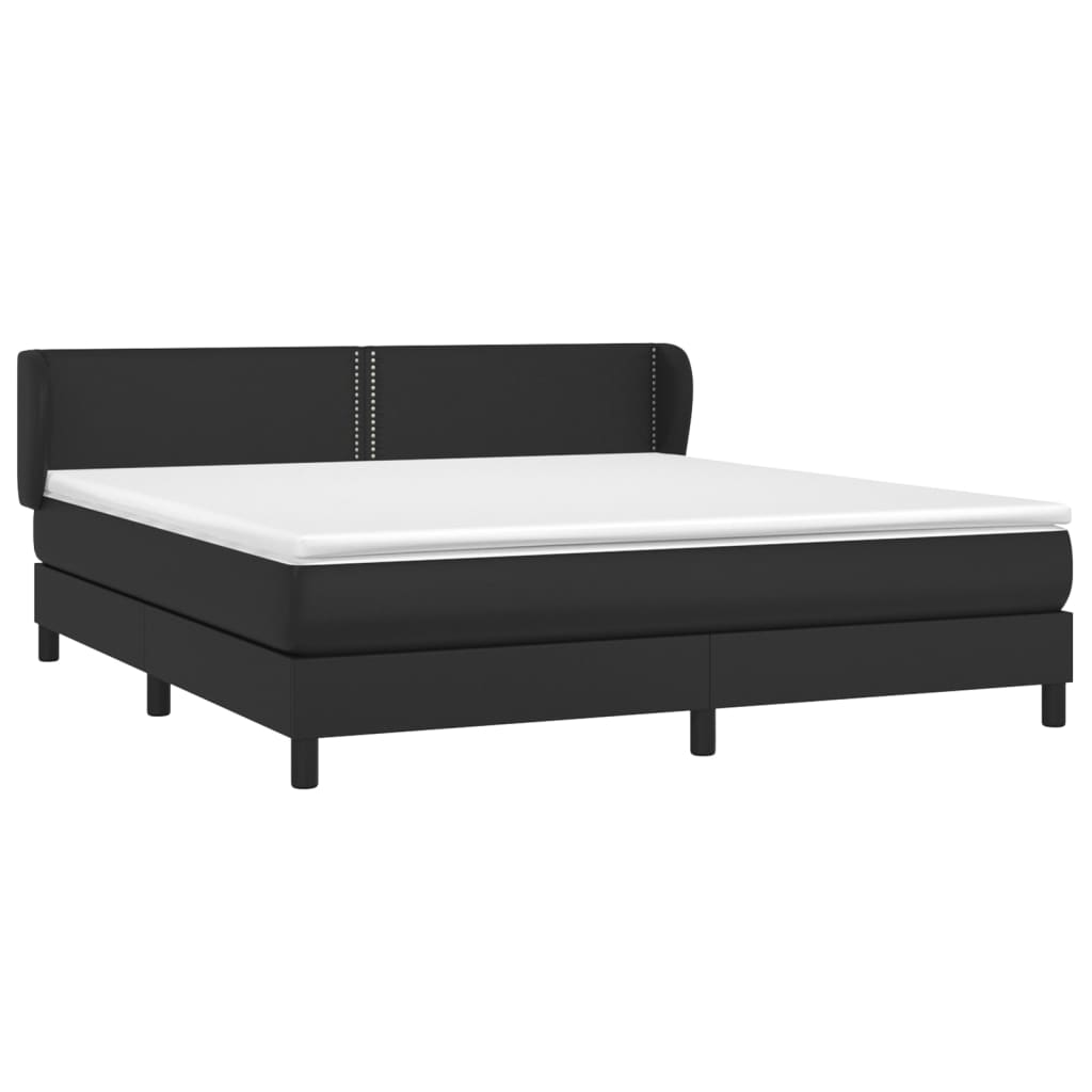 Cama com molas/colchão 180x200 cm couro artificial preto