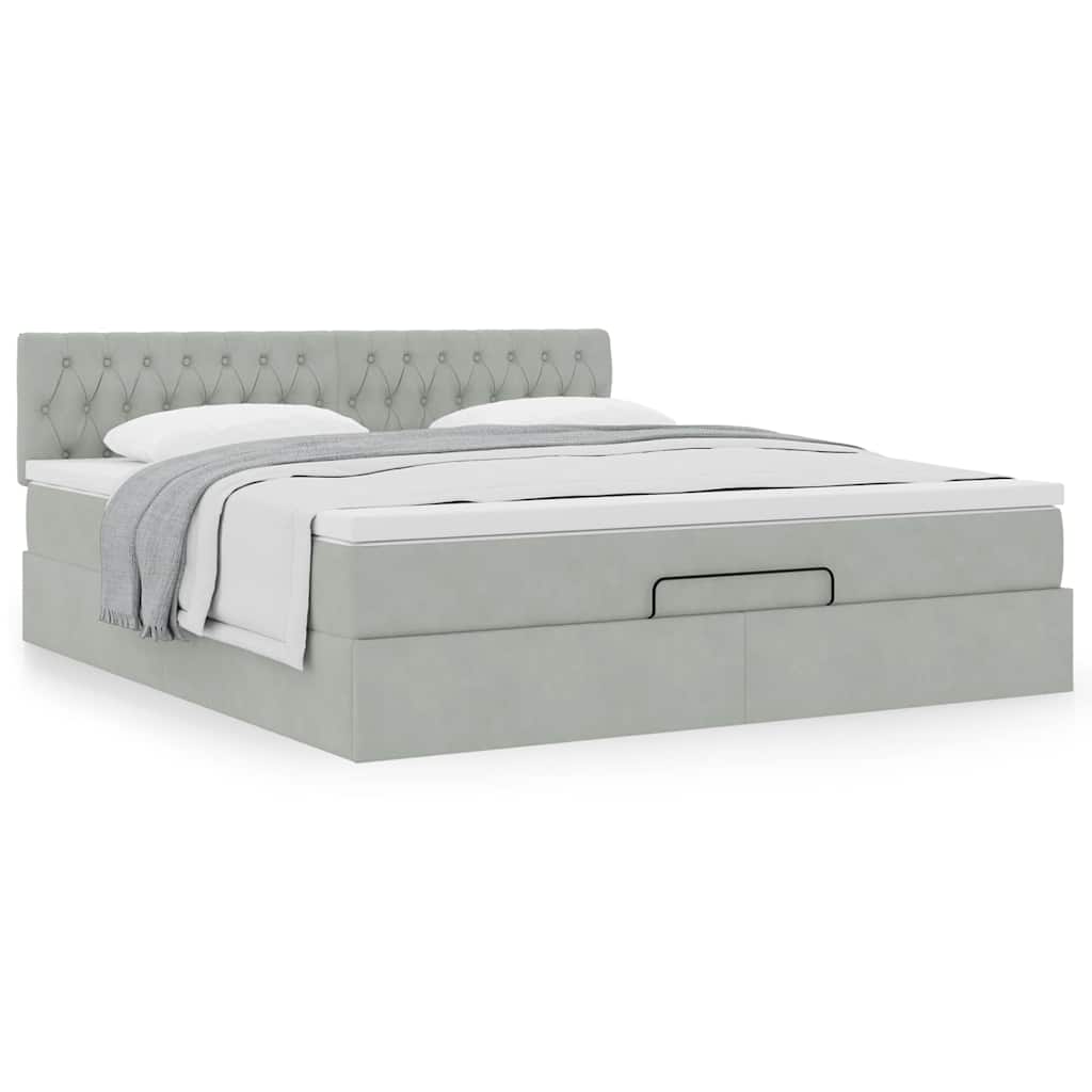 Estrutura de cama otomana com colchão 180x200 cm cinzento claro