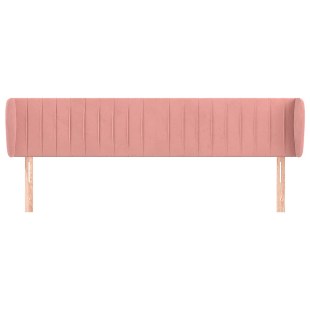 Cabeceira de cama c/ abas veludo 203x23x78/88 cm rosa