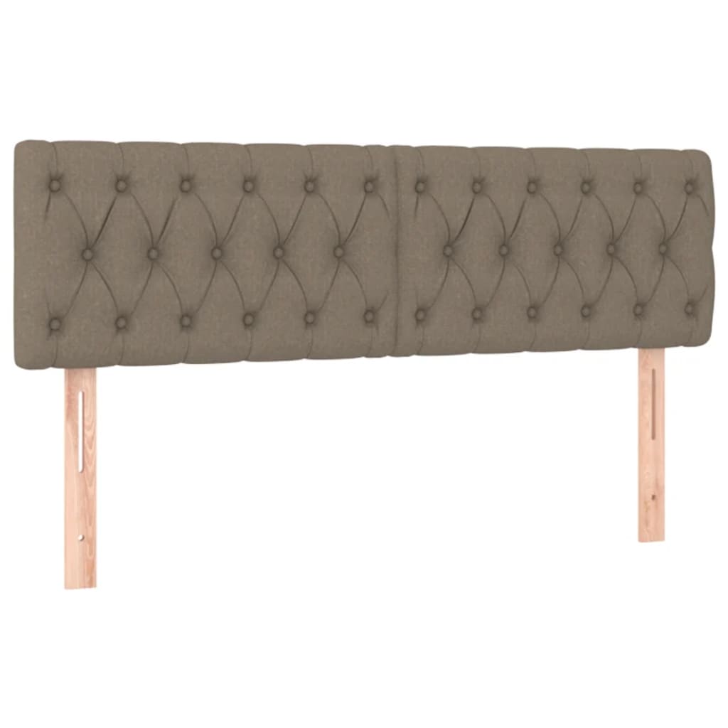 Cabeceira cama luzes LED tecido 160x7x78/88cm cinza-acastanhado