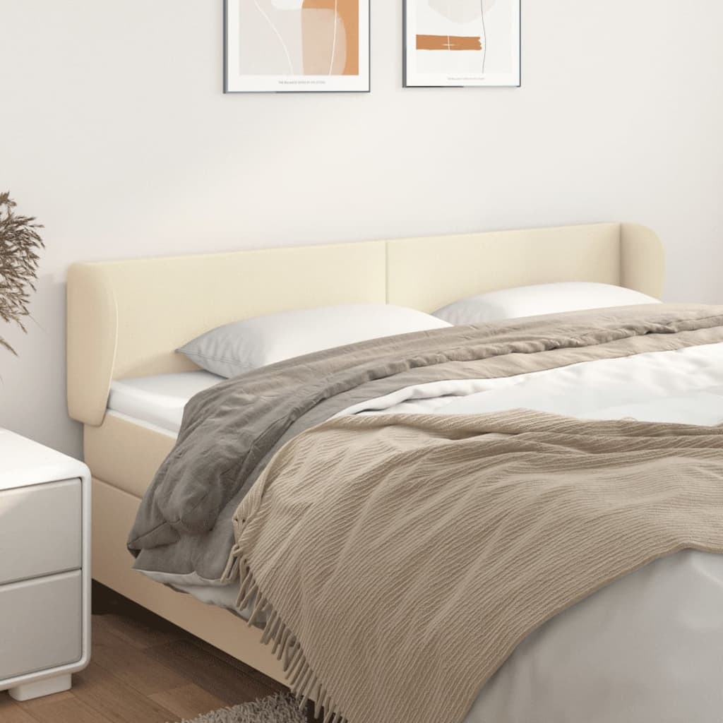Cabeceira de cama c/ abas couro artificial 203x23x78/88cm creme