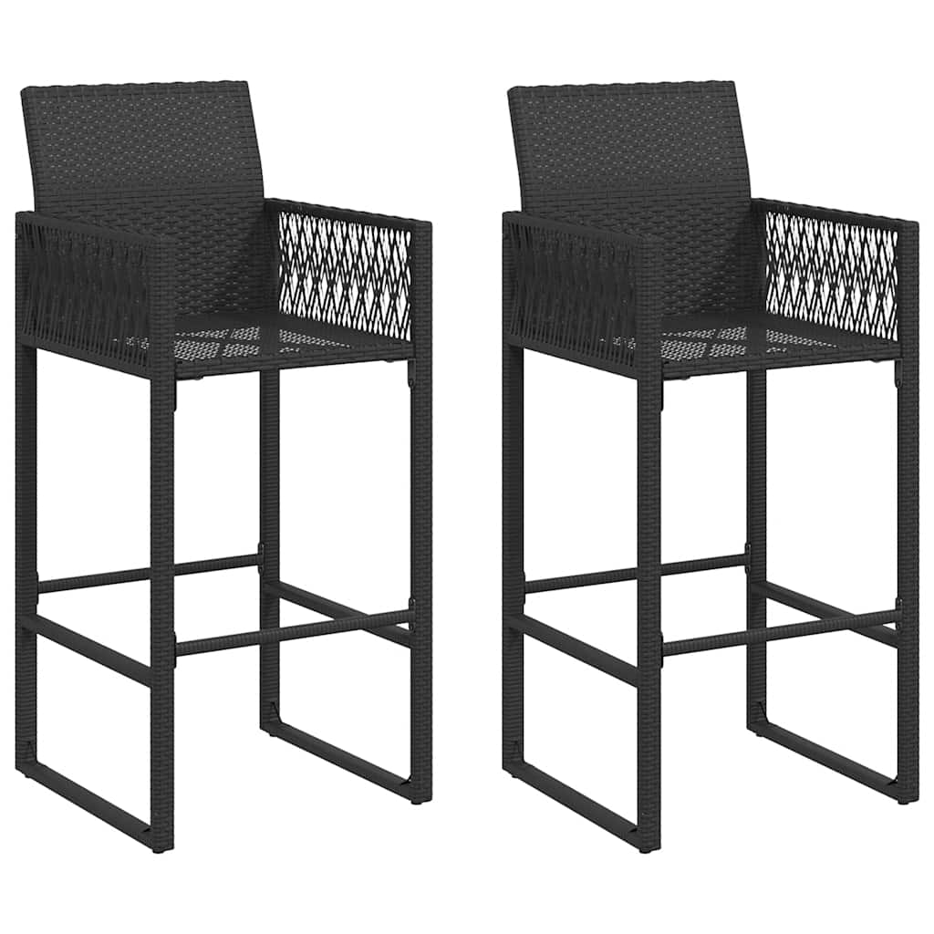 3 Pcs conj. de bar jardim sem almofadões vime PE/acácia preto