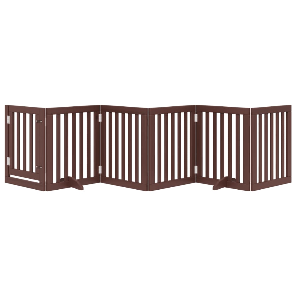 Portão p/ cães c/ porta dobrável 6 painéis 300cm álamo castanho