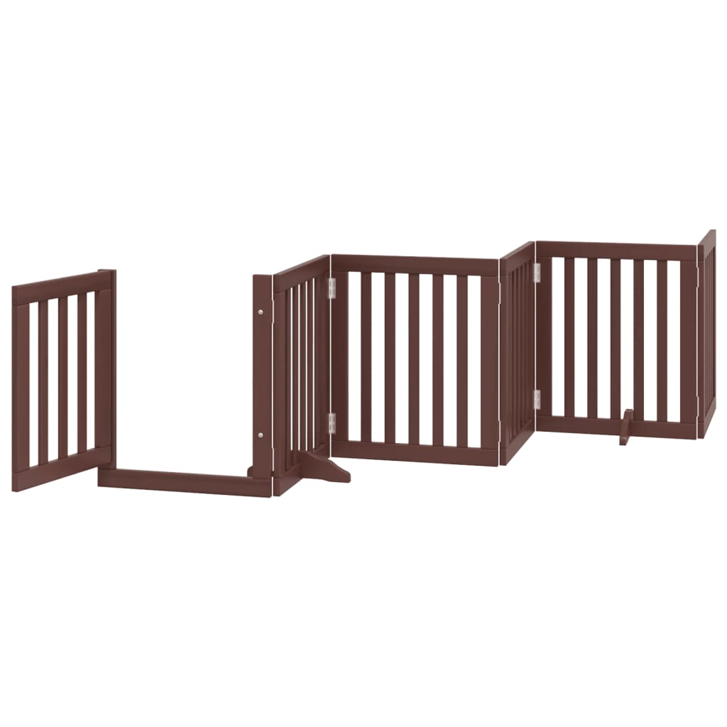 Portão p/ cães c/ porta dobrável 6 painéis 300cm álamo castanho