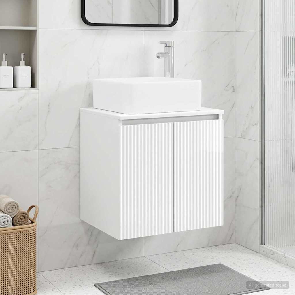 Vaidade com pia suspensa branco brilhante 49,5 x 41 x 63 cm