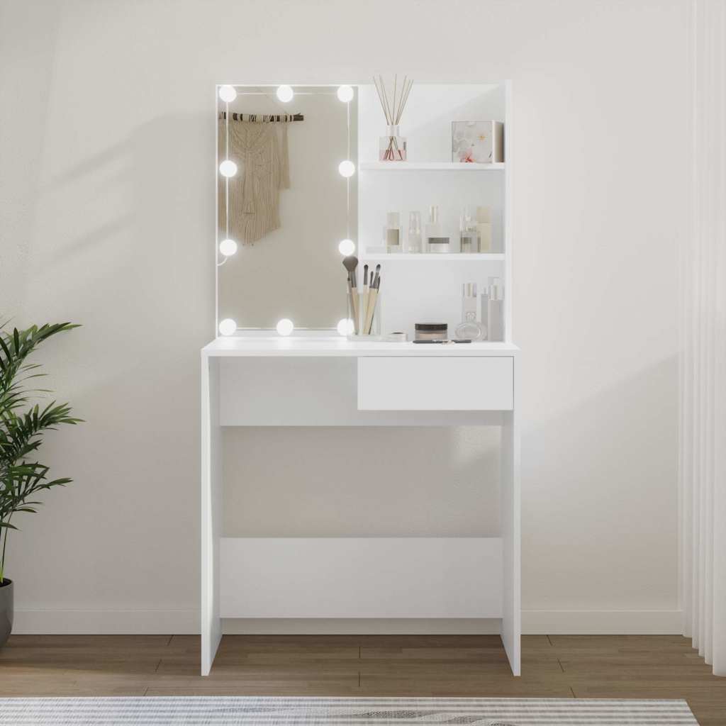 Toucador com leds 74,5x40x141 cm branco