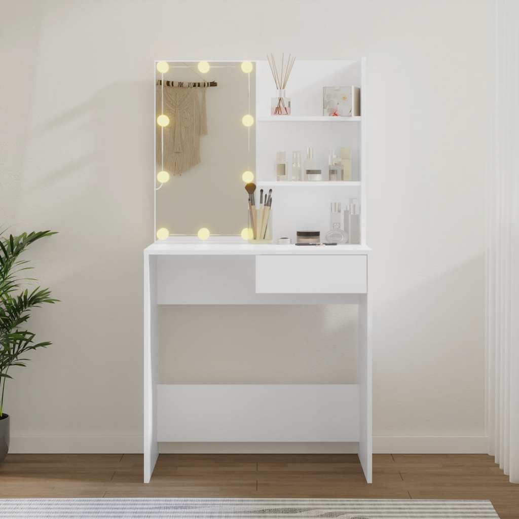 Toucador com leds 74,5x40x141 cm branco