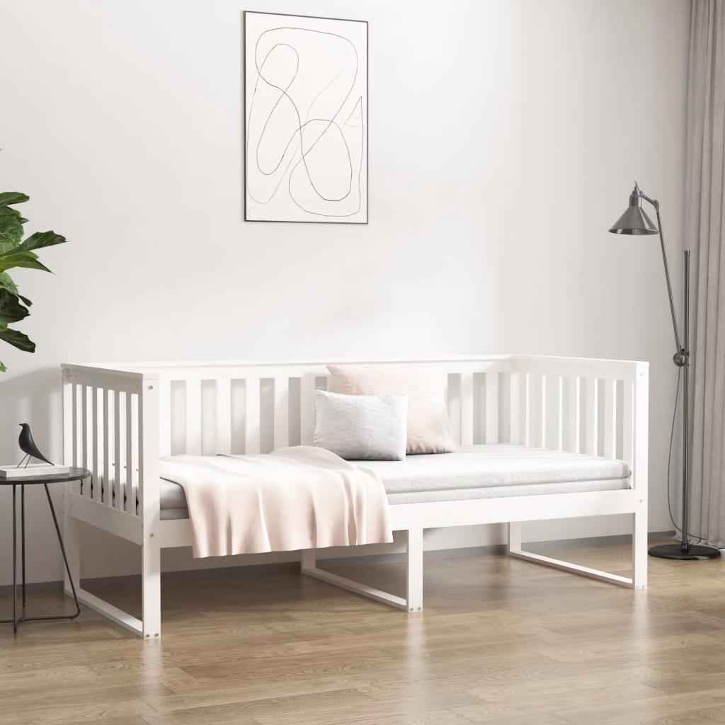 Sofá-cama sem colchão 90x190 cm madeira de pinho maciça branco