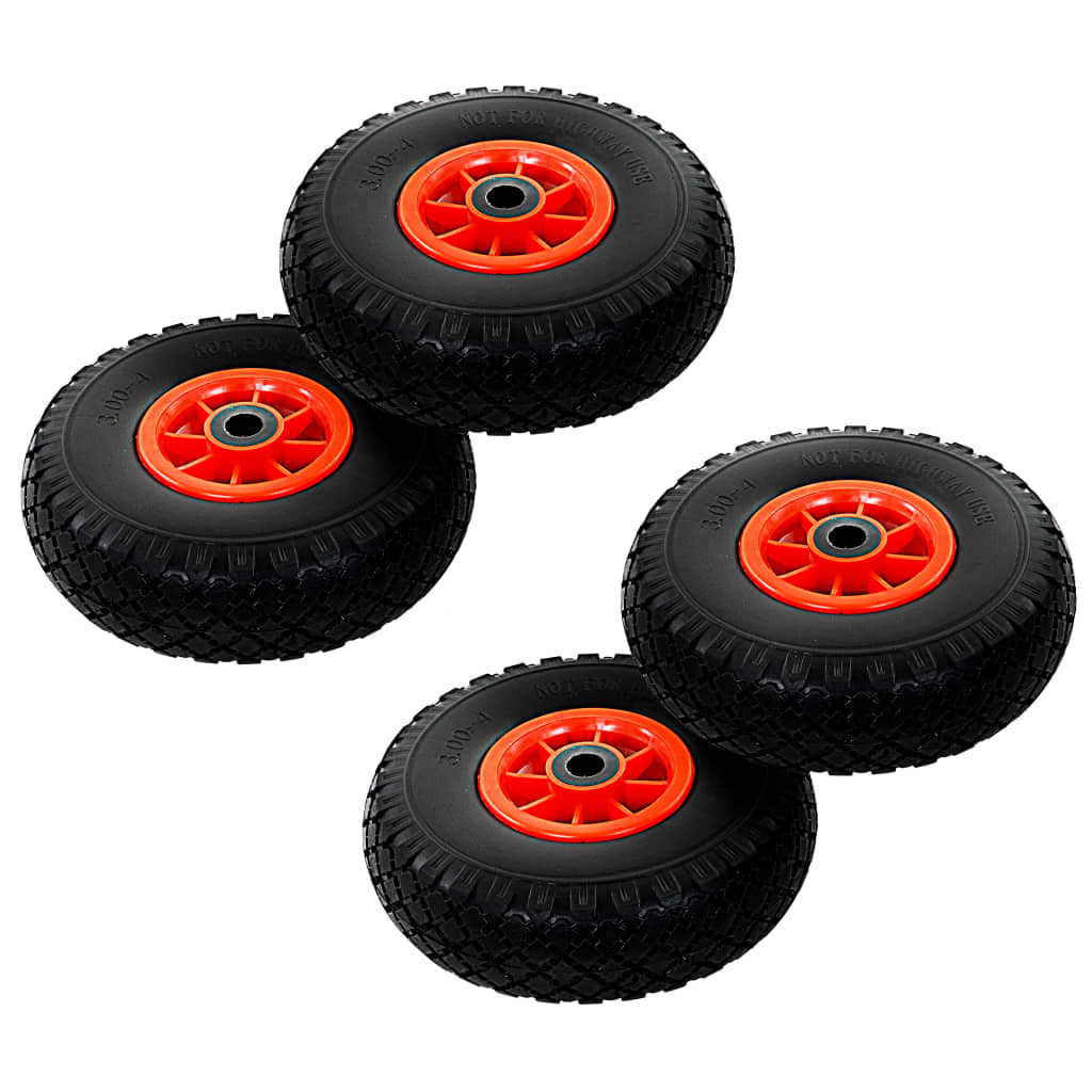Rodas p/ carrinho de carga manual 4 pcs pu maciço 3.00-4