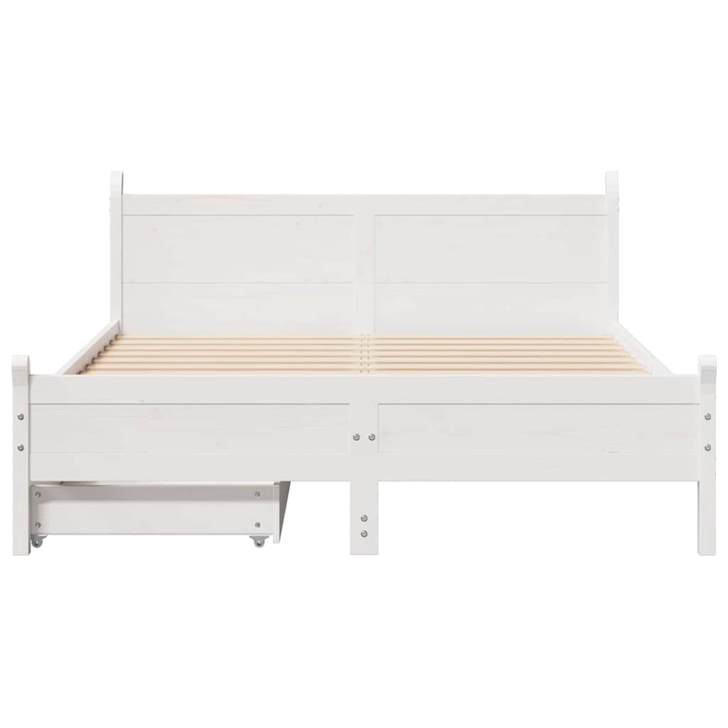 Cama sem colchão 150x200 cm madeira de pinho maciça branco