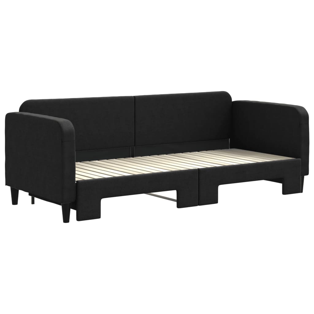 Sofá-cama com gavetão 80x200 cm tecido preto