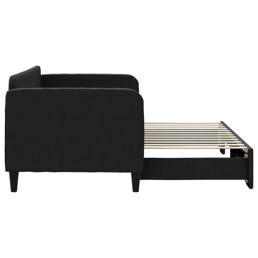 Sofá-cama com gavetão 80x200 cm tecido preto