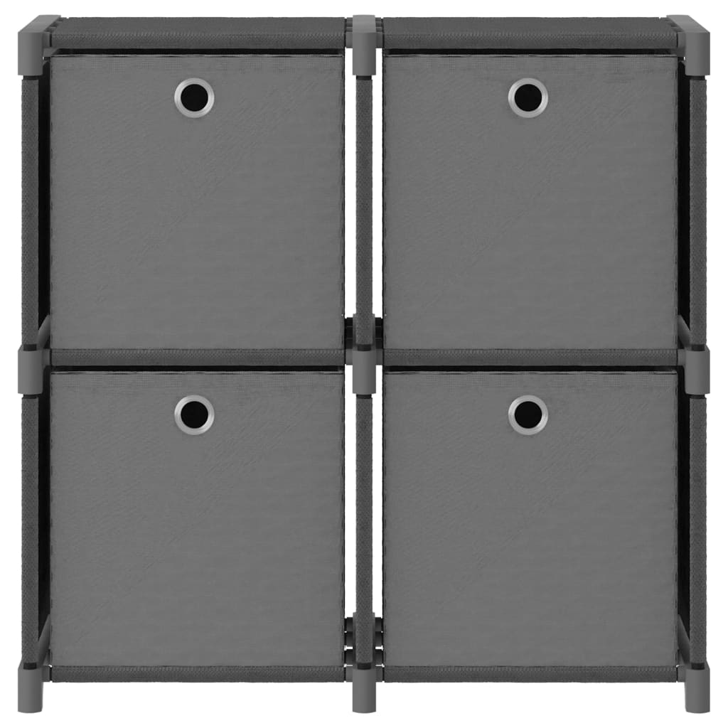 Unidade prateleiras 4 cubos c/ caixas 69x30x72,5cm tecido cinza