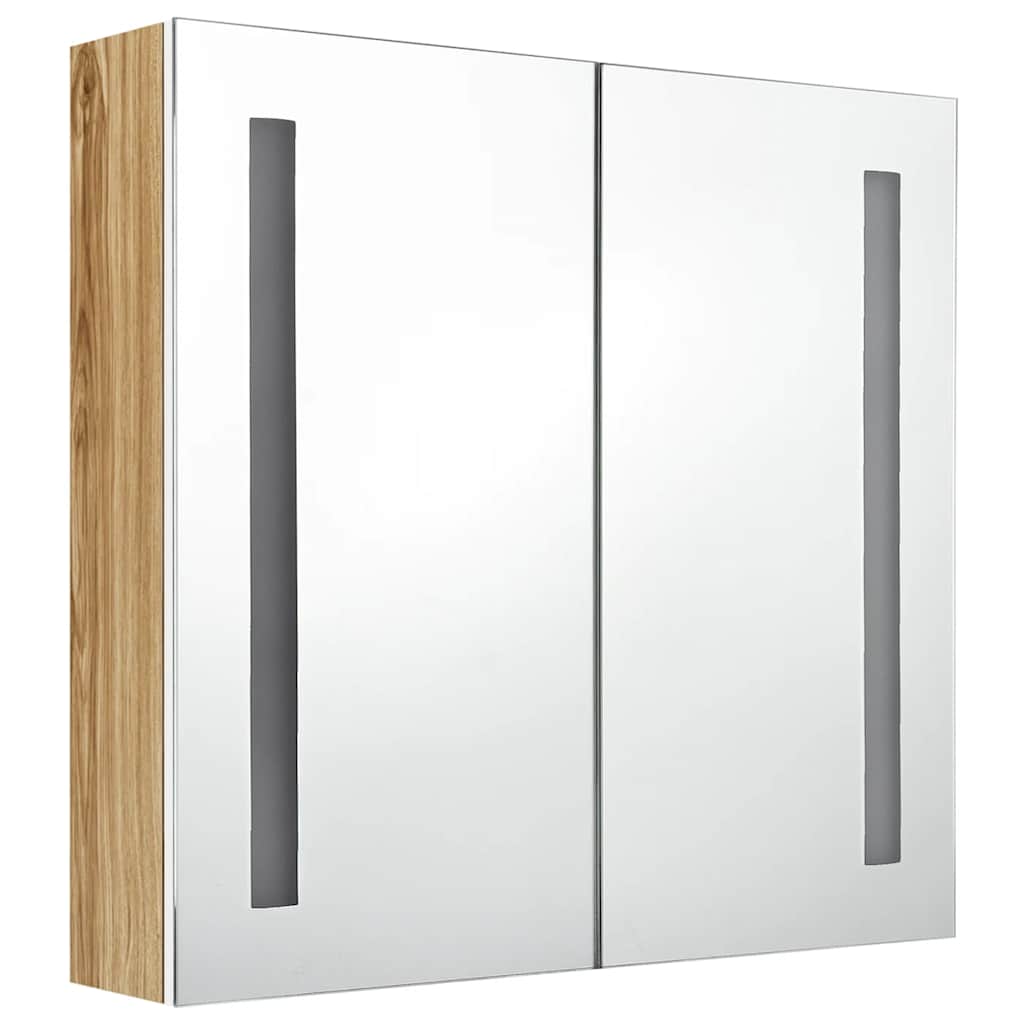 Armário espelhado casa de banho LED 62x14x60 cm branco/carvalho
