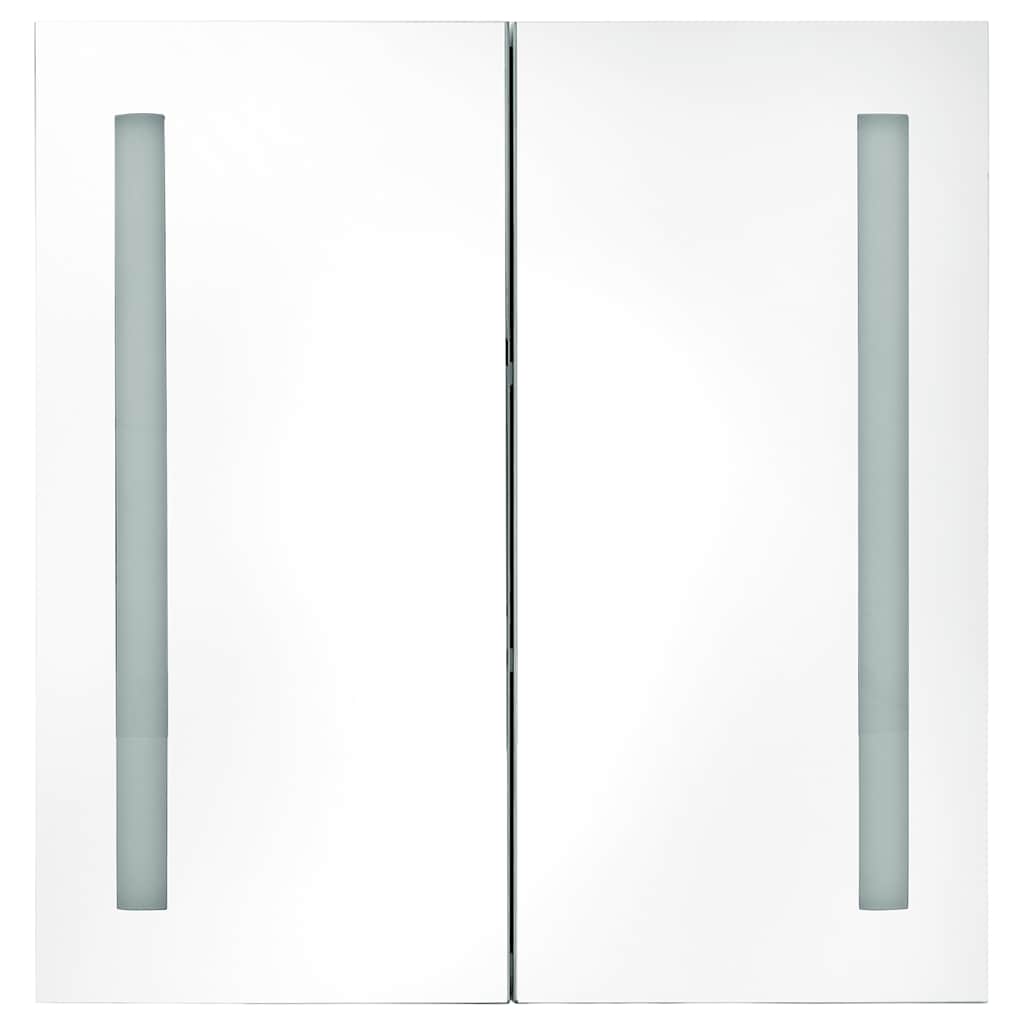Armário espelhado casa de banho LED 62x14x60 cm branco/carvalho