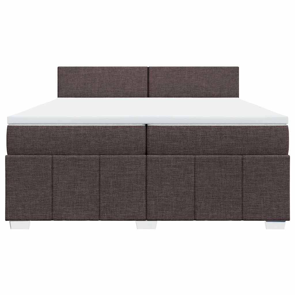 Cama com molas/colchão 200x200 cm tecido castanho-escuro