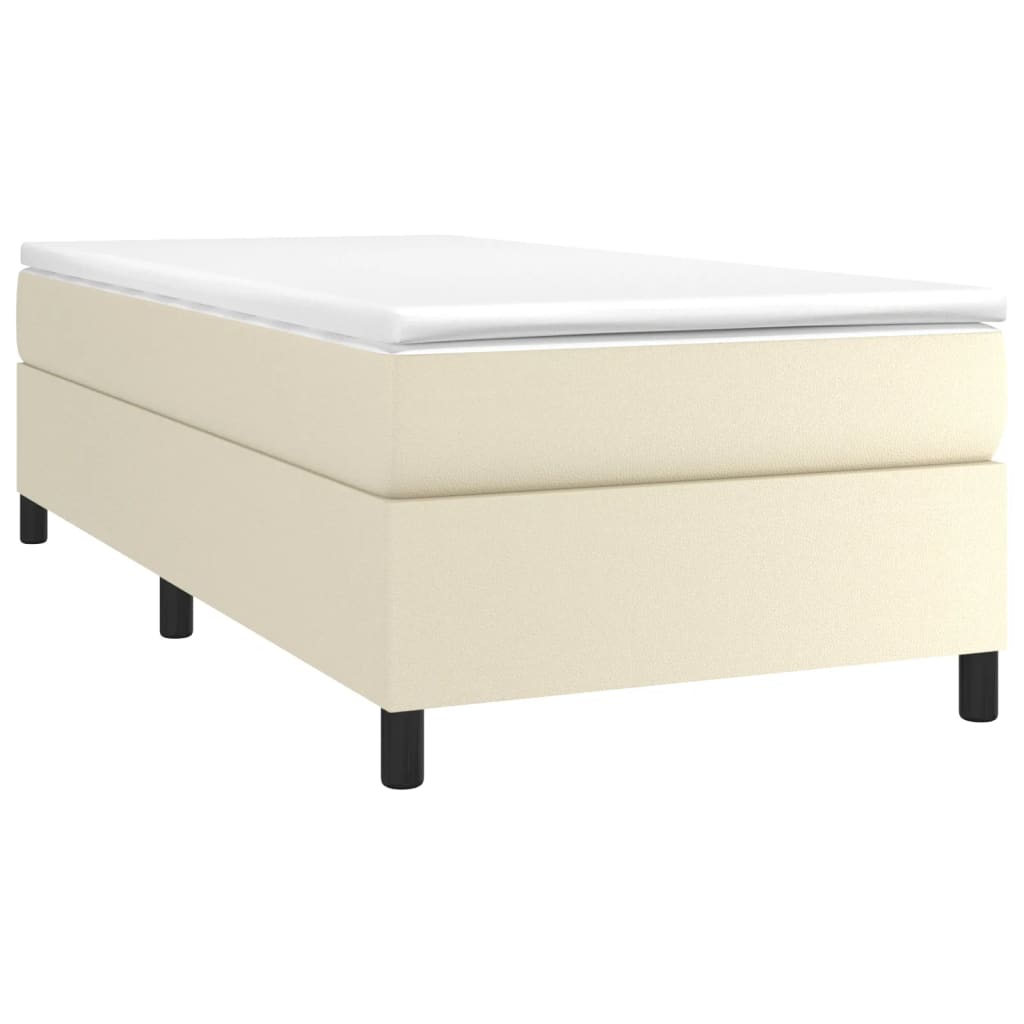 Cama com molas/colchão 80x200 cm couro artificial cor creme