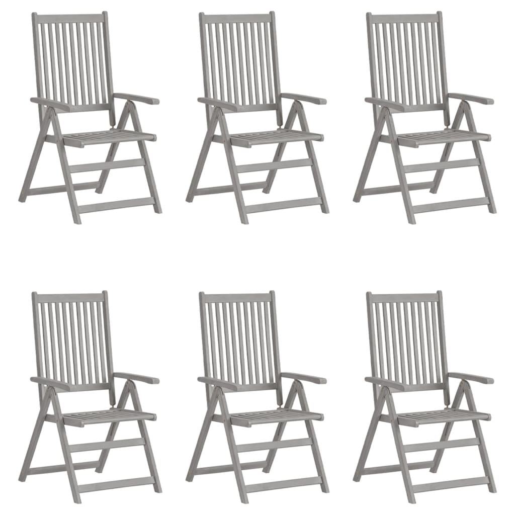 Cadeiras jardim reclináveis c/ almofadões 6 pcs acácia maciça