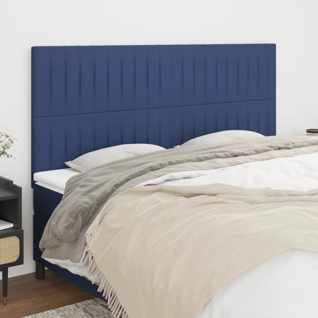 Cabeceira azul 180x5x118/128 cm tecido